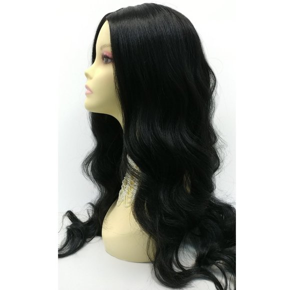 Lace front black long wavy wig main image 5